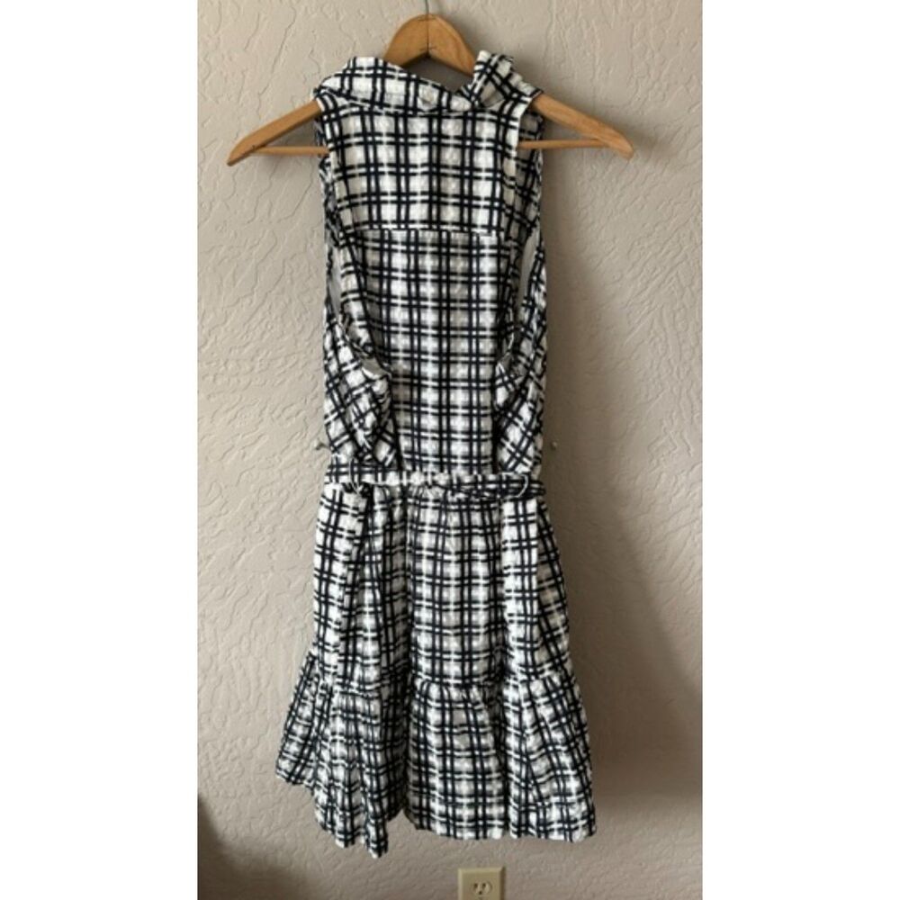 Maeve by Anthropologie Plus Size Black White Plaid Flounce Mini Shirt Dress NEW - Picture 4 of 12